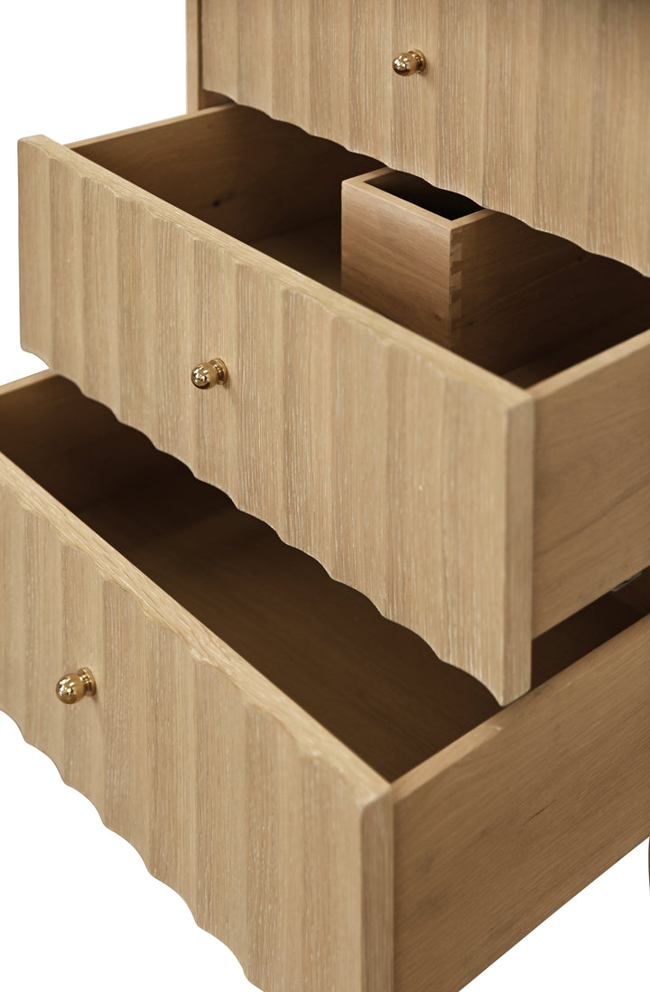Bath Vanity With Vertical Fluted Detail With Polished Brass Knobs In Cerused Oak - ODIN 24 CO