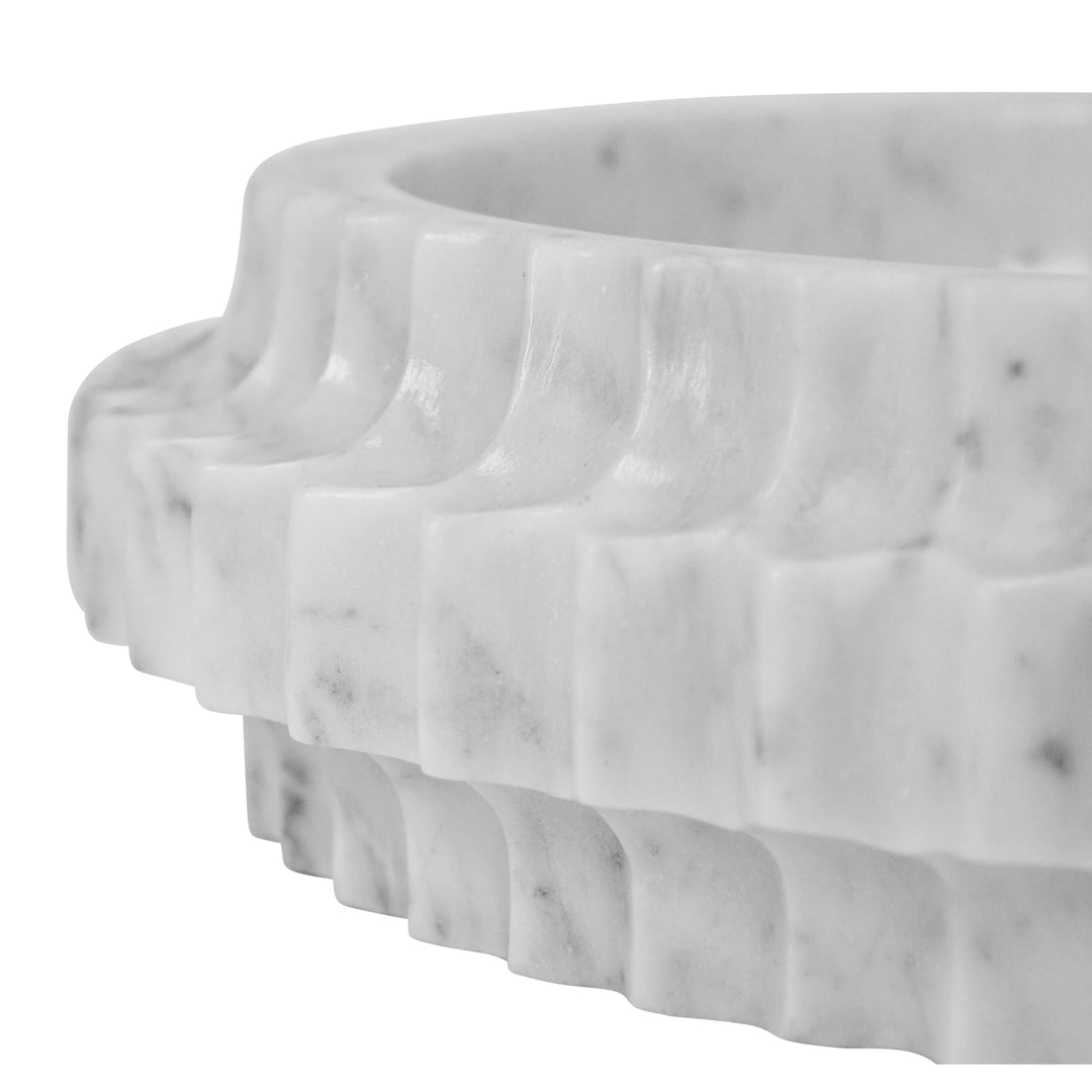 Round Marble Tray With Carved Edges - OLIN