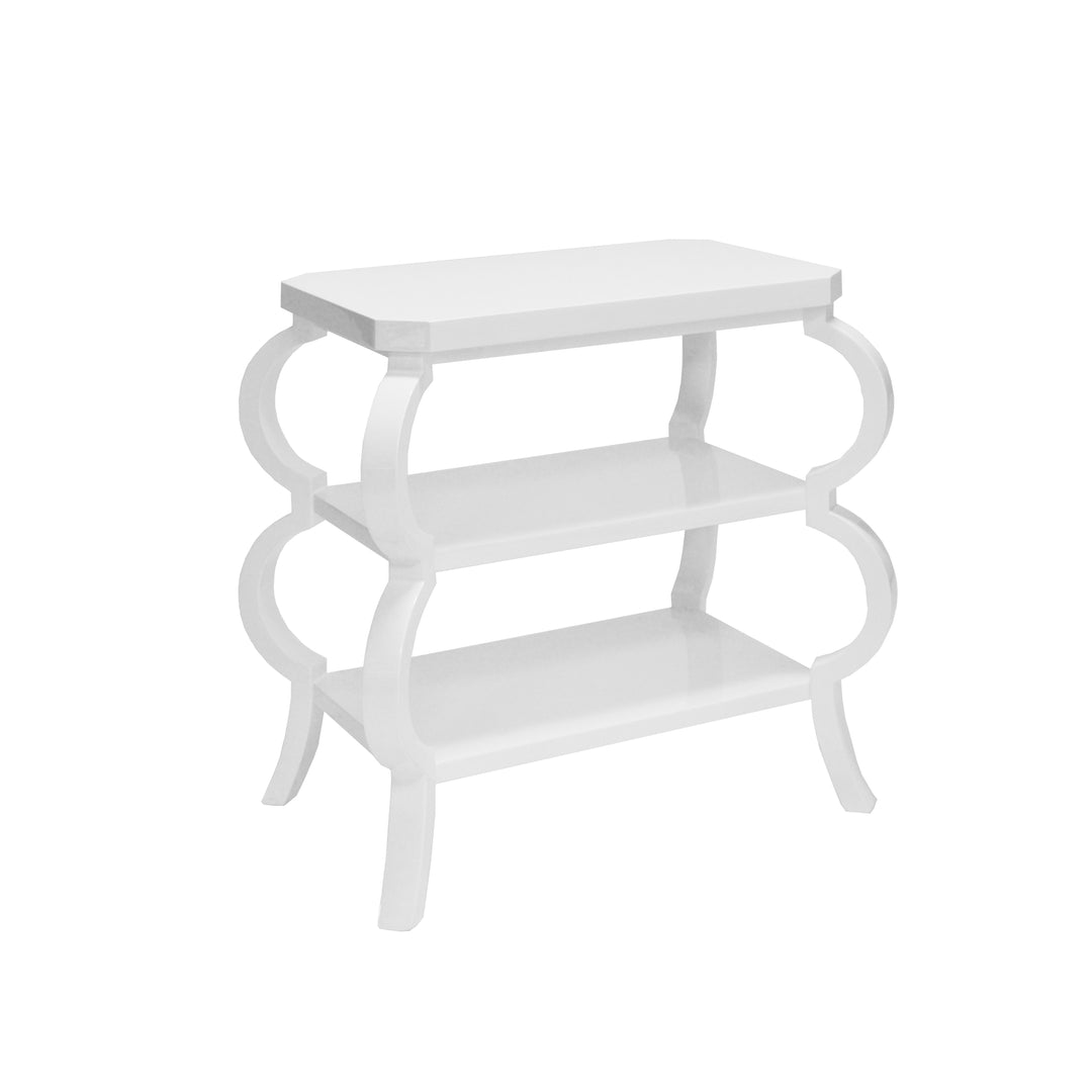 Three Tier Side Table In Matte White Lacquer - OLIVE WH