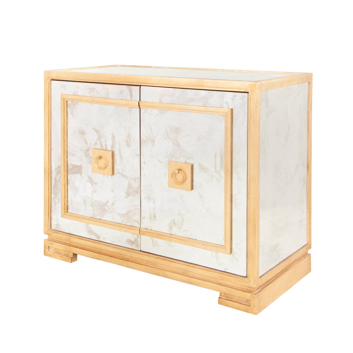 Antq. Mirror & Gl 2 Door Cabinet W Greek Key Detail  - OPHELIA G