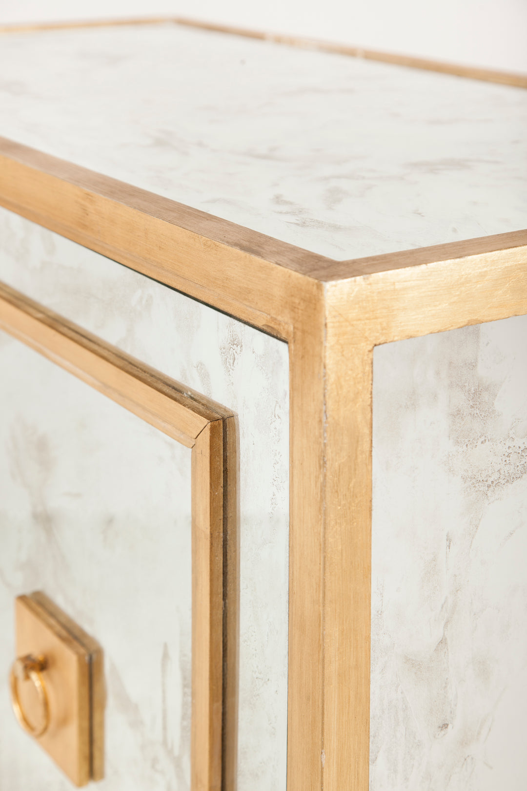 Antq. Mirror & Gl 2 Door Cabinet W Greek Key Detail  - OPHELIA G