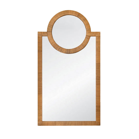 Rattan Wrapped Mirror With Circle Detail - ORLANDO