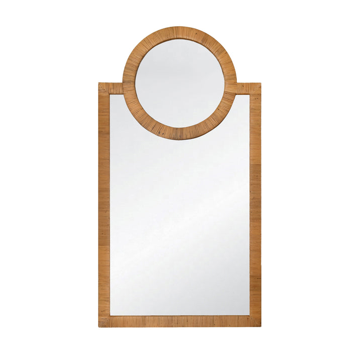 Rattan Wrapped Mirror With Circle Detail - ORLANDO