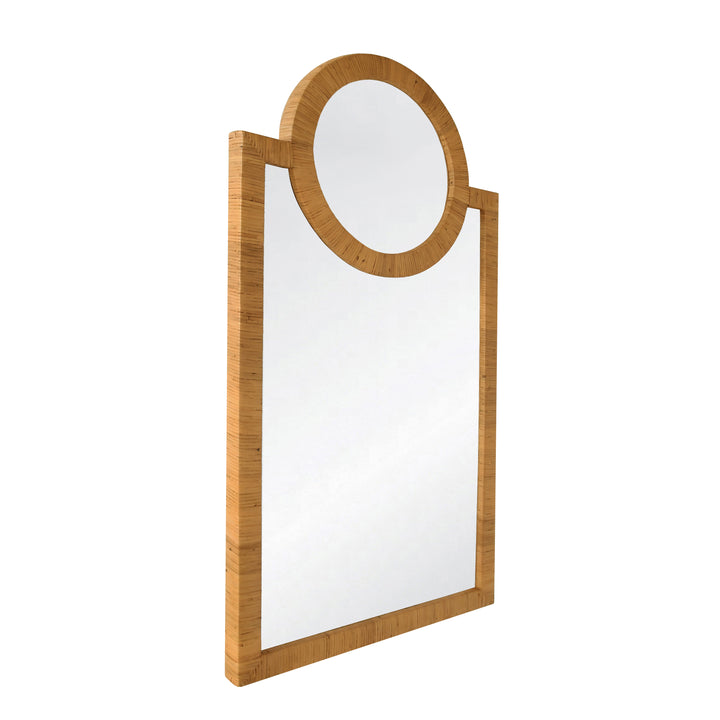 Rattan Wrapped Mirror With Circle Detail - ORLANDO