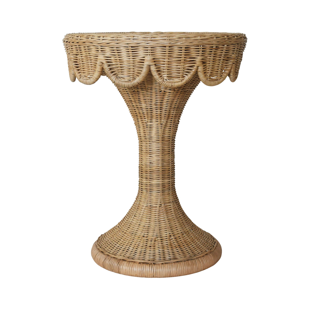 Round Pedestal Side Table With Scallop Edge - ORLA