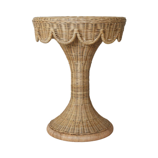 Round Pedestal Side Table With Scallop Edge - ORLA