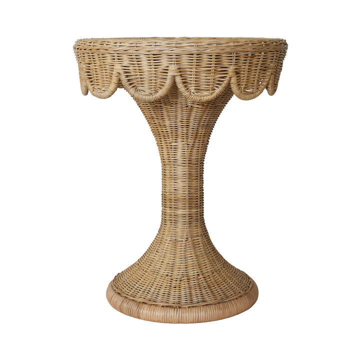 Round Pedestal Side Table With Scallop Edge - ORLA