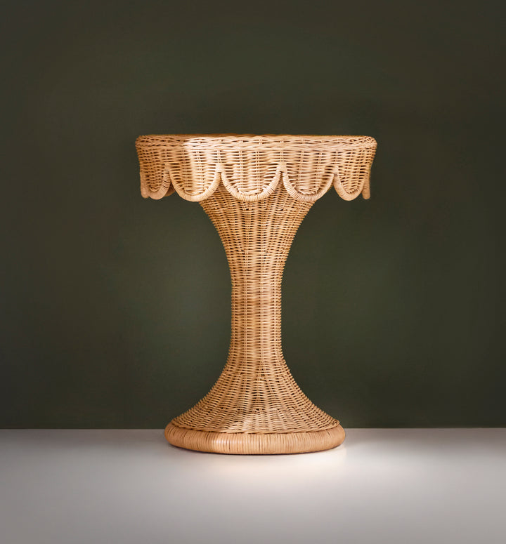 Round Pedestal Side Table With Scallop Edge - ORLA