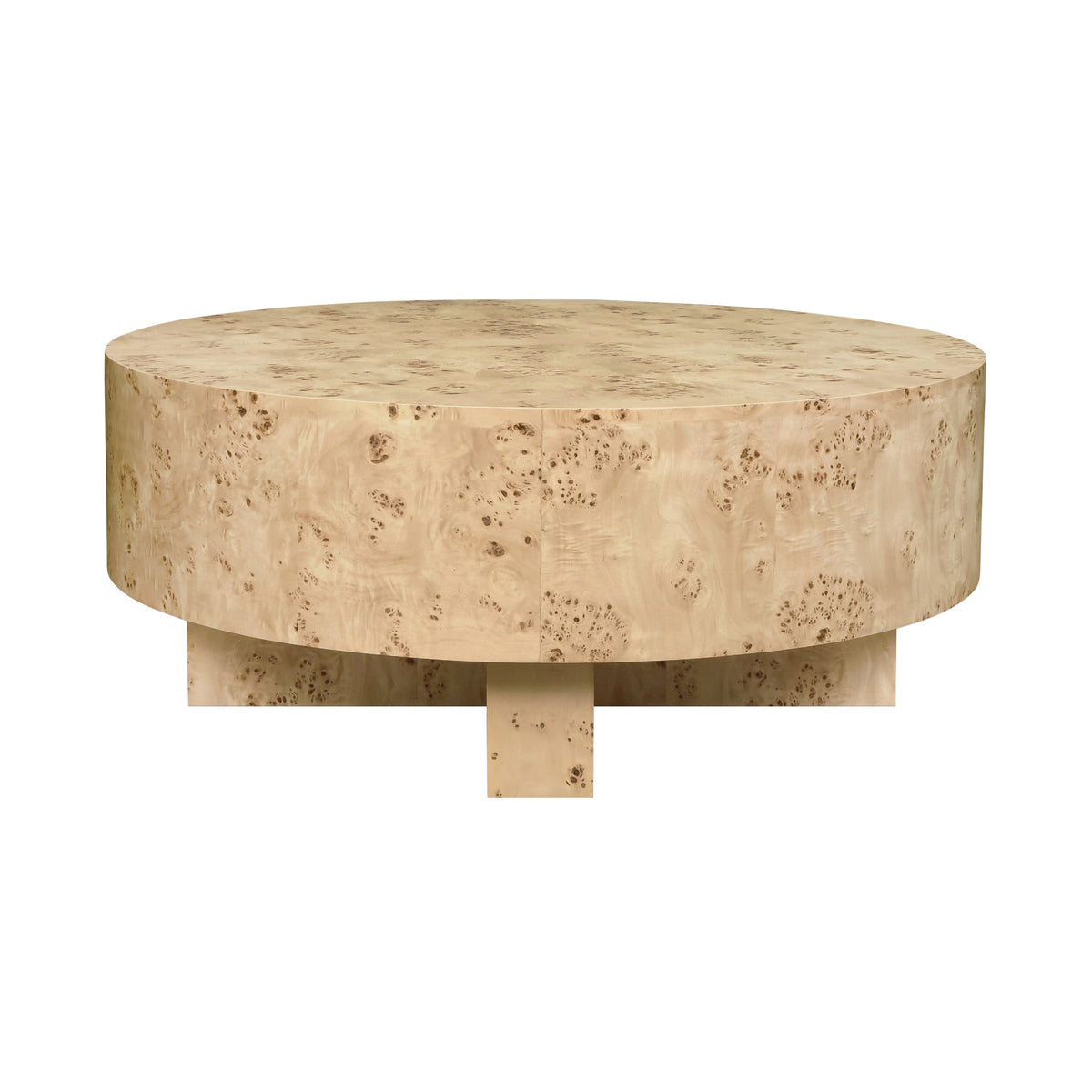 Thick Top Coffee Table With Cross Base In Burl Wood - OSLO BW