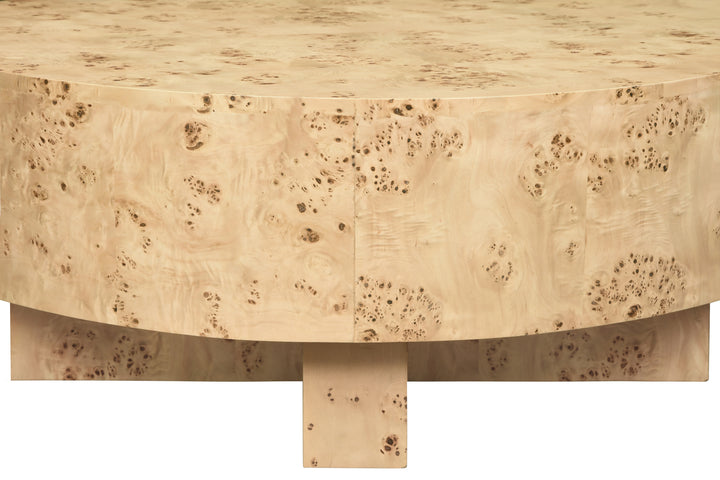Thick Top Coffee Table With Cross Base In Burl Wood - OSLO BW