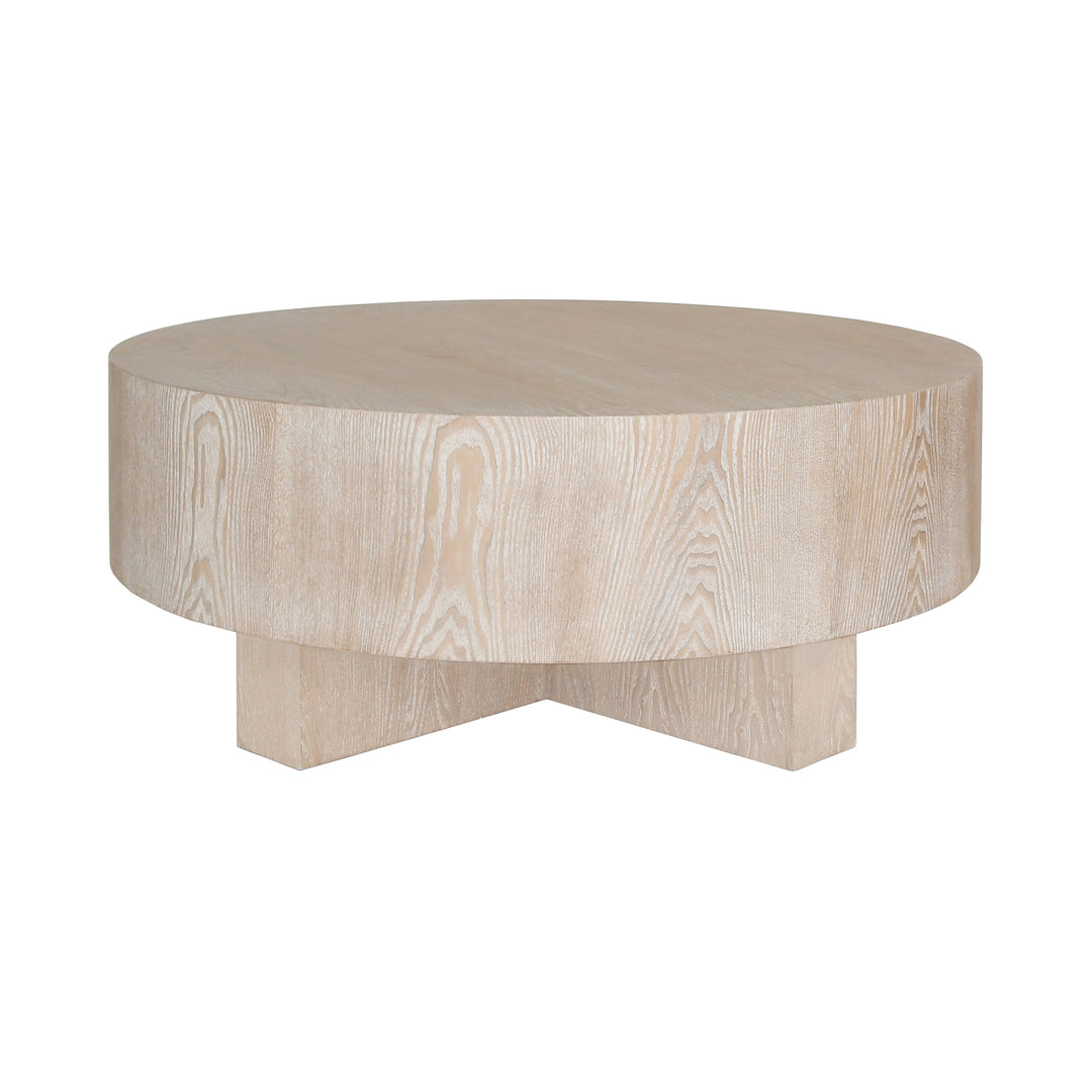 Thick Top Coffee Table With Cross Base In Cerused Oak - OSLO CO