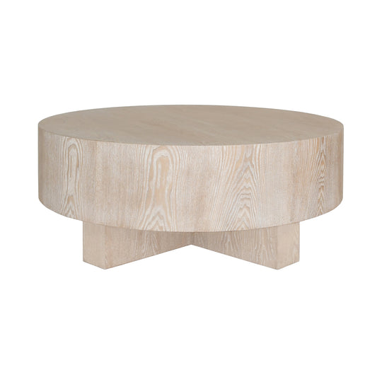 Thick Top Coffee Table With Cross Base In Cerused Oak - OSLO CO