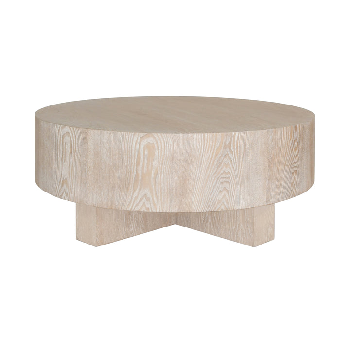 Thick Top Coffee Table With Cross Base In Cerused Oak - OSLO CO