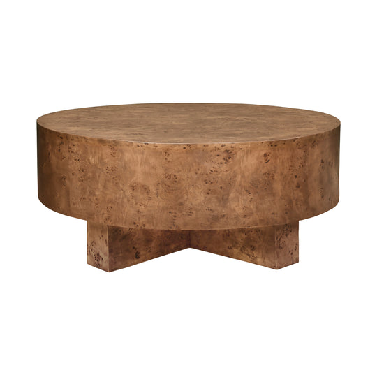 Thick Top Coffee Table With Cross Base In Dark Burl Wood - OSLO DBW
