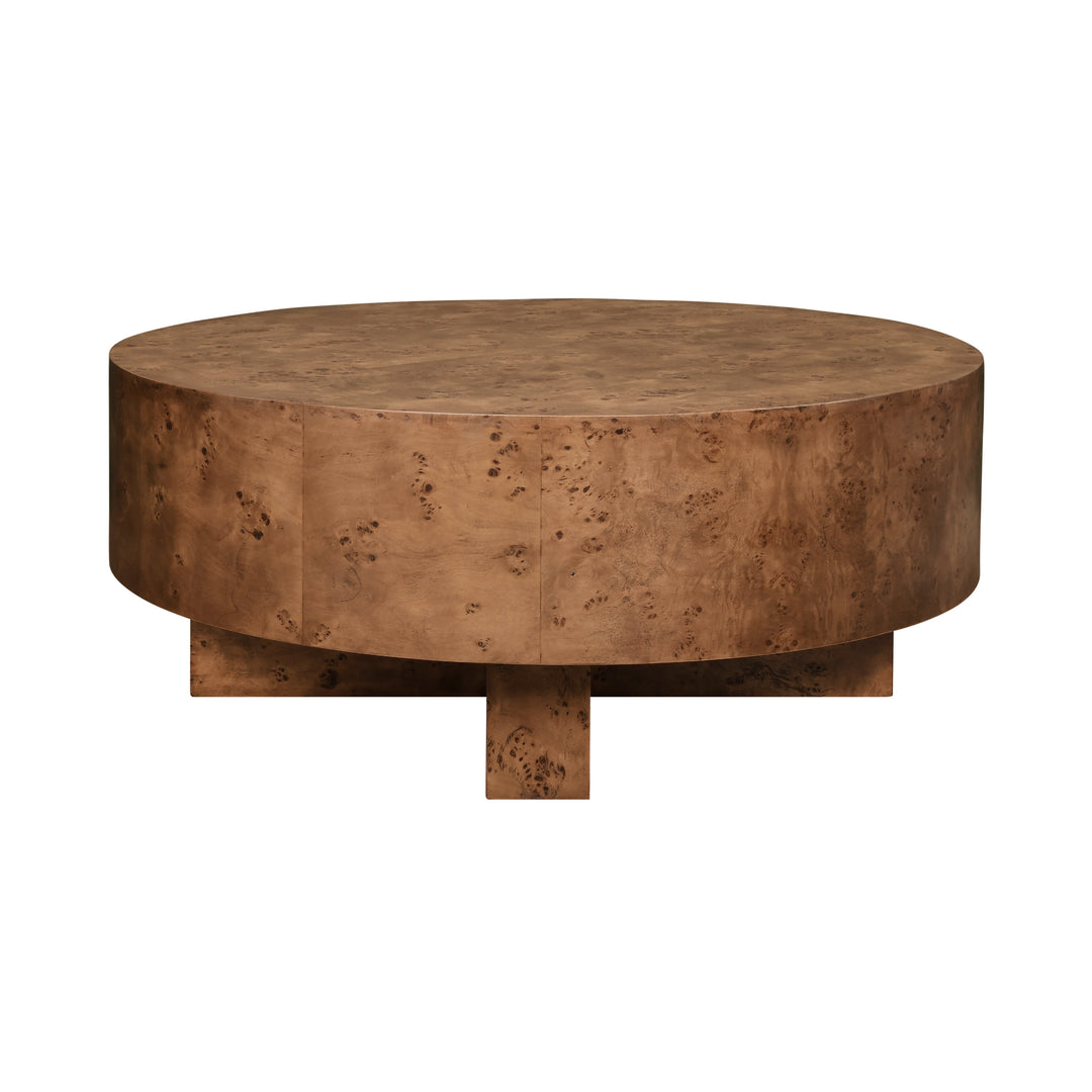 Thick Top Coffee Table With Cross Base In Dark Burl Wood - OSLO DBW