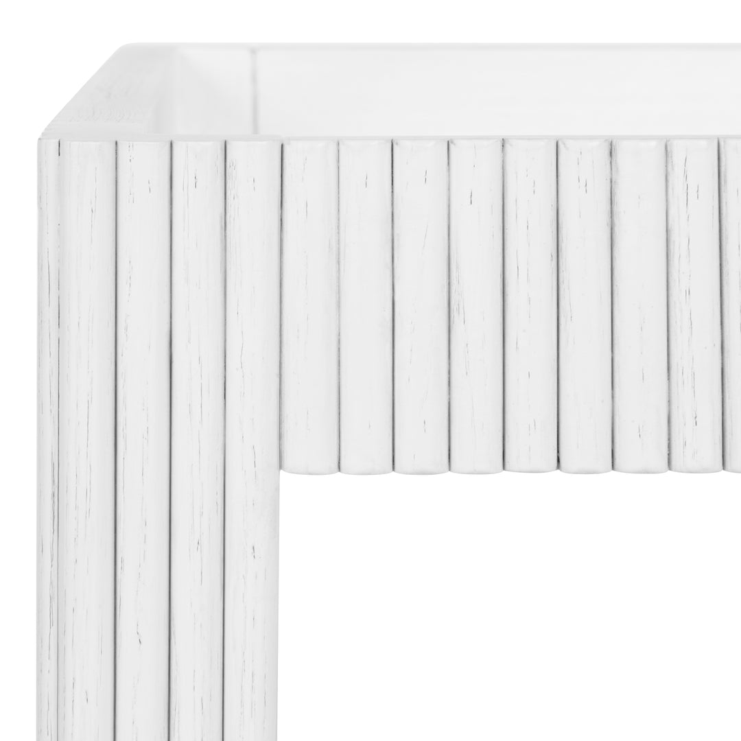 Fluted Bar Cart In White Washed Oak - OTIS WWO