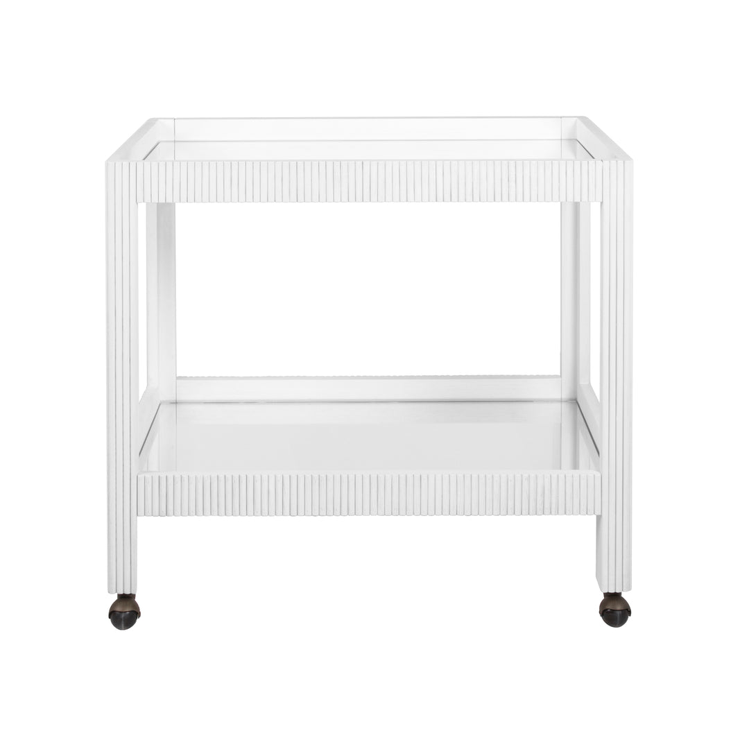 Fluted Bar Cart In White Washed Oak - OTIS WWO