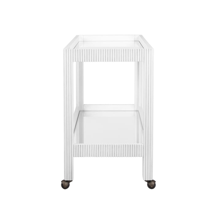 Fluted Bar Cart In White Washed Oak - OTIS WWO