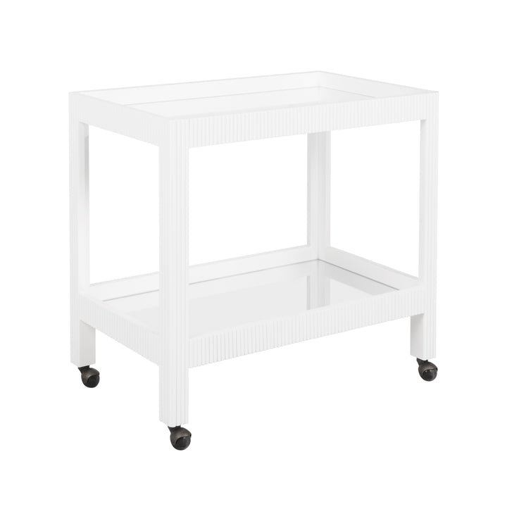 Fluted Bar Cart In White Washed Oak - OTIS WWO