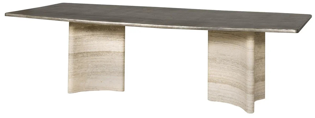 Charcoal Aluminum Top / Travertine Base
