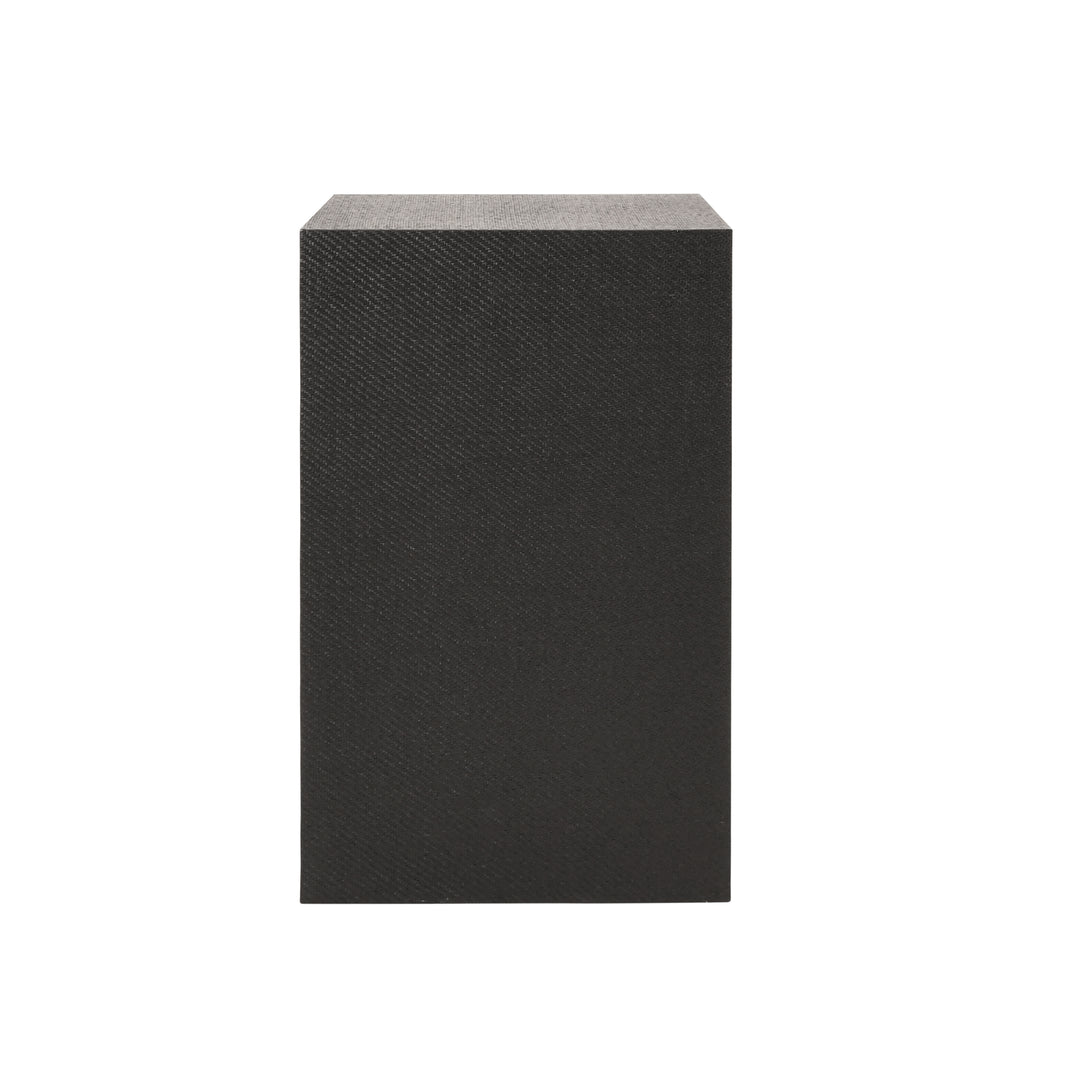 Two Drawer Small Side Table In Black Painted Grasscloth With Black Oak Handles - PARKER BLK