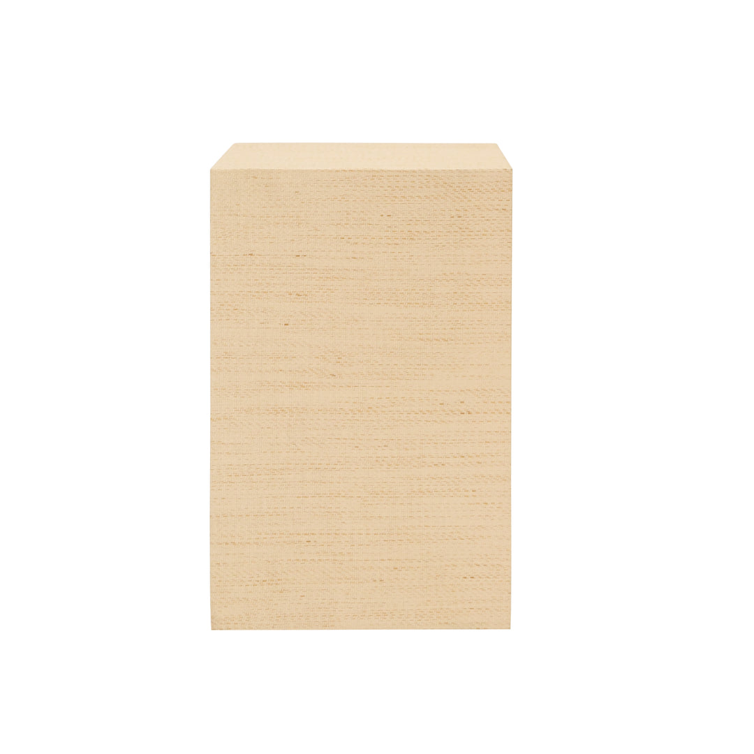Two Drawer Small Side Table In Natural Grasscloth With Cerused Oak Handles - PARKER NAT