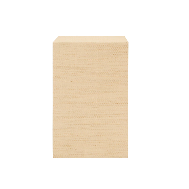 Two Drawer Small Side Table In Natural Grasscloth With Cerused Oak Handles - PARKER NAT