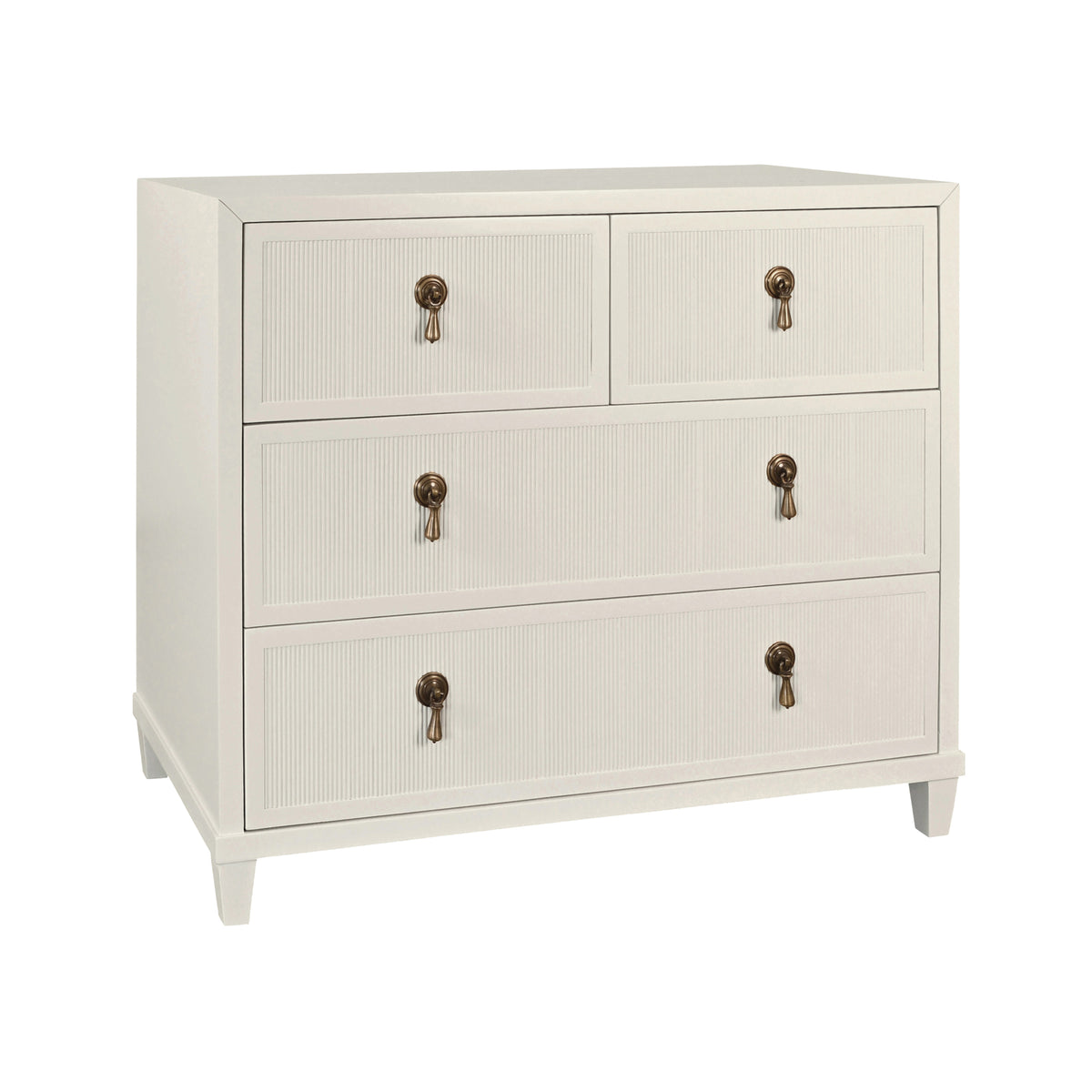 Four Drawer Chest With Fluted Drawer Fronts In Matte Antique White Lacquer - PASCAL AW