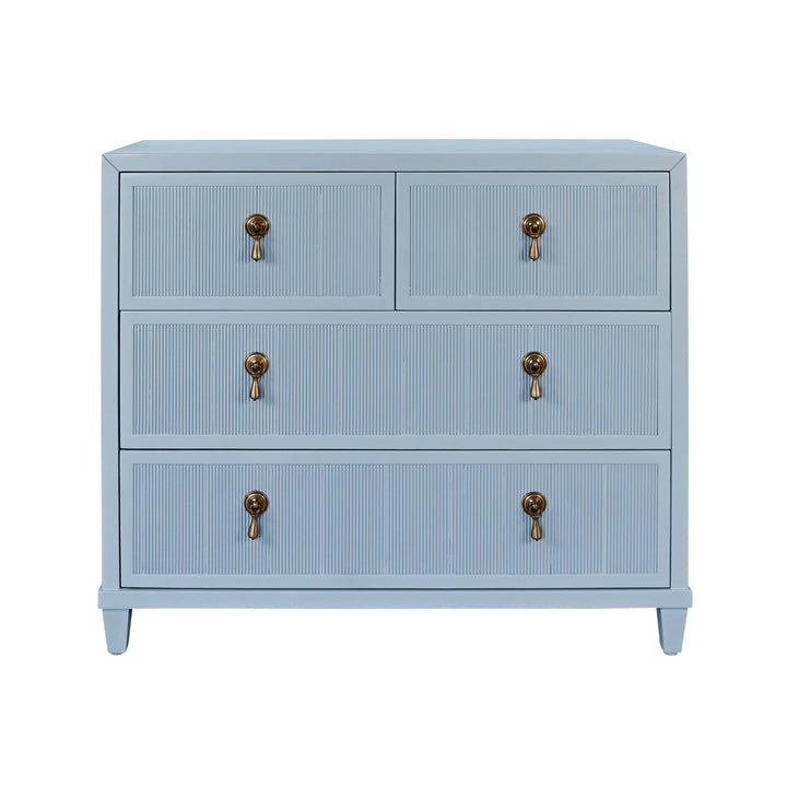 Four Drawer Chest With Fluted Drawer Fronts In Matte Light Blue Lacquer - PASCAL LB