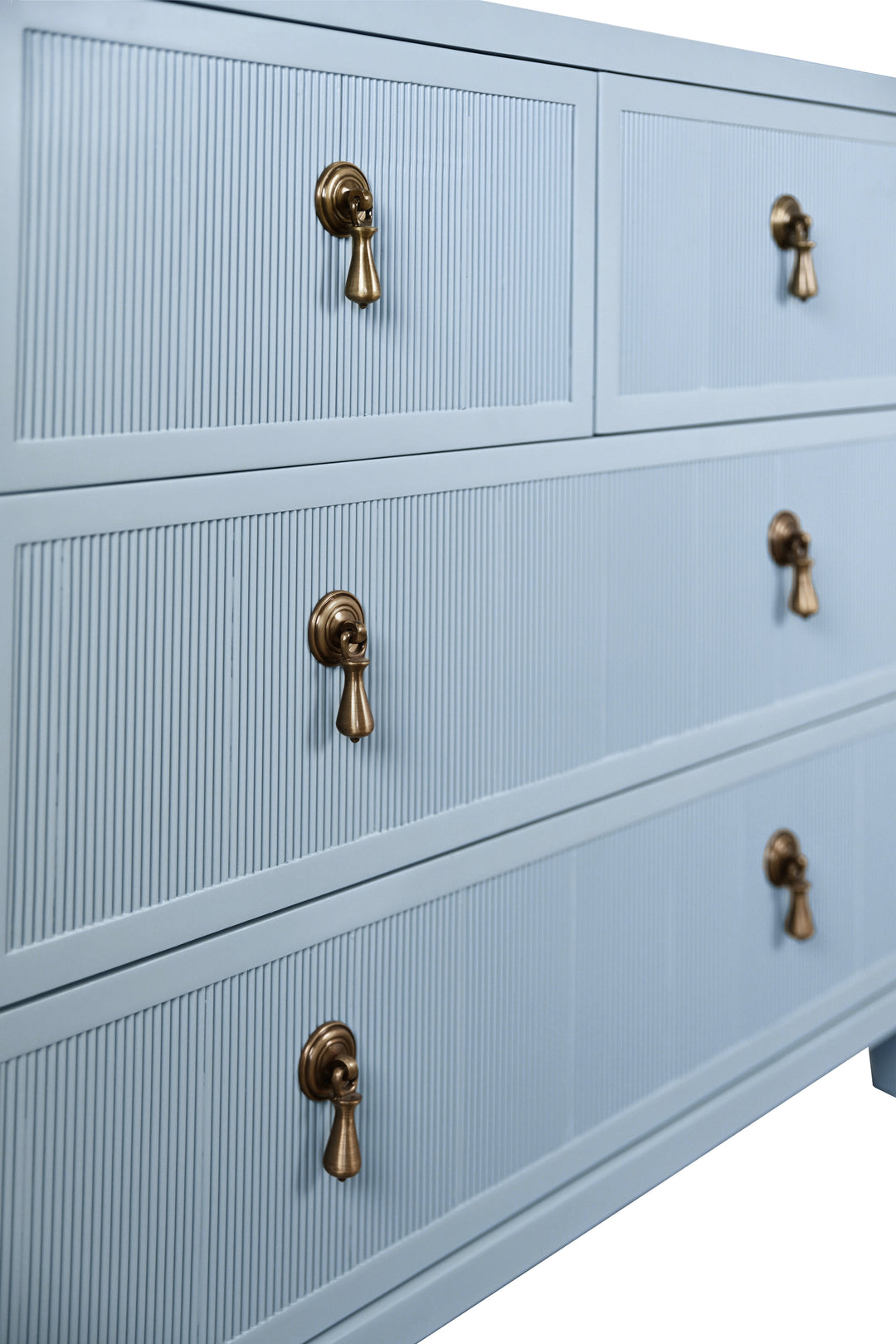 Four Drawer Chest With Fluted Drawer Fronts In Matte Light Blue Lacquer - PASCAL LB
