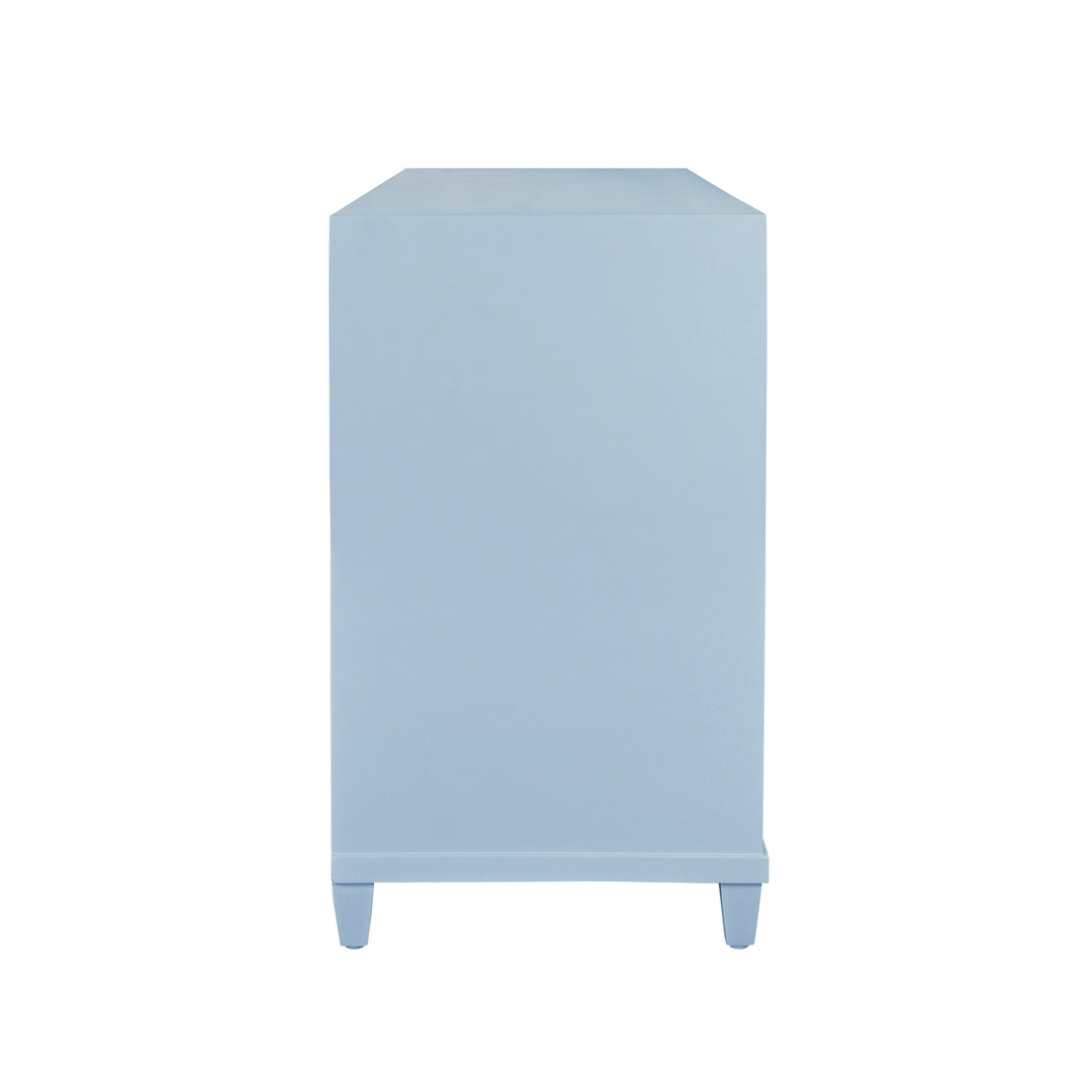 Four Drawer Chest With Fluted Drawer Fronts In Matte Light Blue Lacquer - PASCAL LB