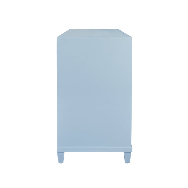 Four Drawer Chest With Fluted Drawer Fronts In Matte Light Blue Lacquer - PASCAL LB