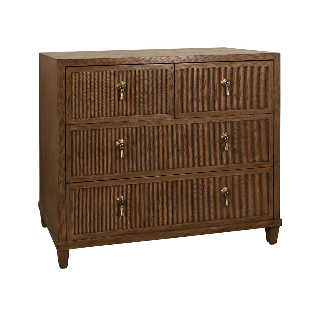 Four Drawer Chest With Fluted Drawer Fronts In Provincial Brown Oak - PASCAL PBO