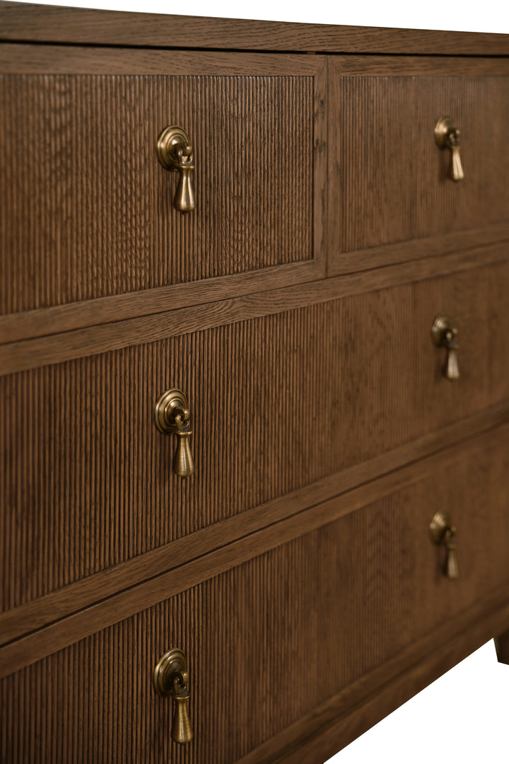 Four Drawer Chest With Fluted Drawer Fronts In Provincial Brown Oak - PASCAL PBO