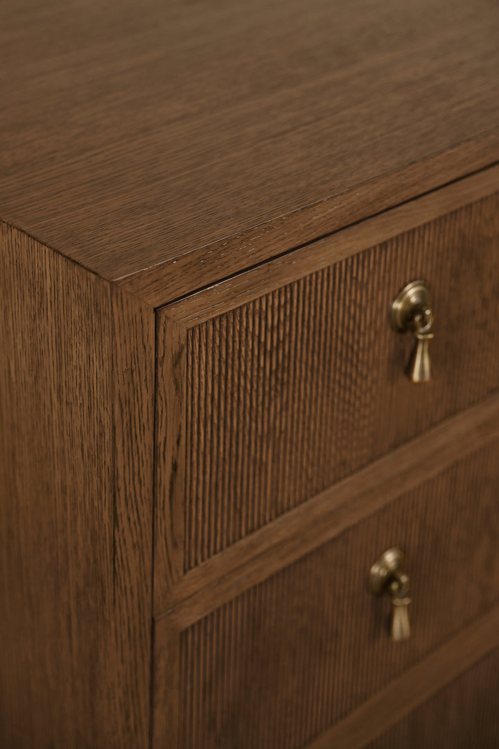Four Drawer Chest With Fluted Drawer Fronts In Provincial Brown Oak - PASCAL PBO
