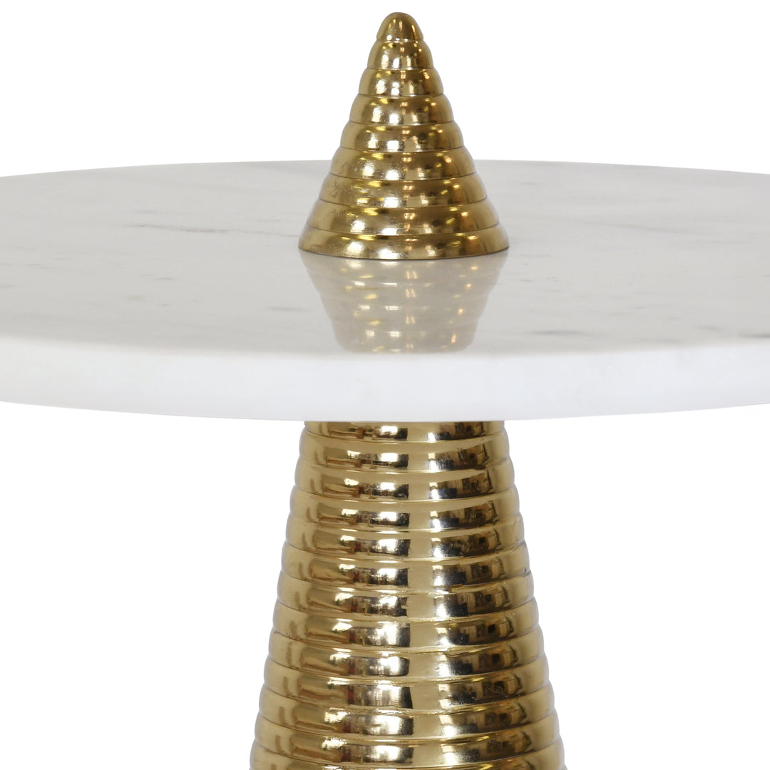 Round Side Table With Conical Coiled Brass Base And White Marble Top


 - PASHA