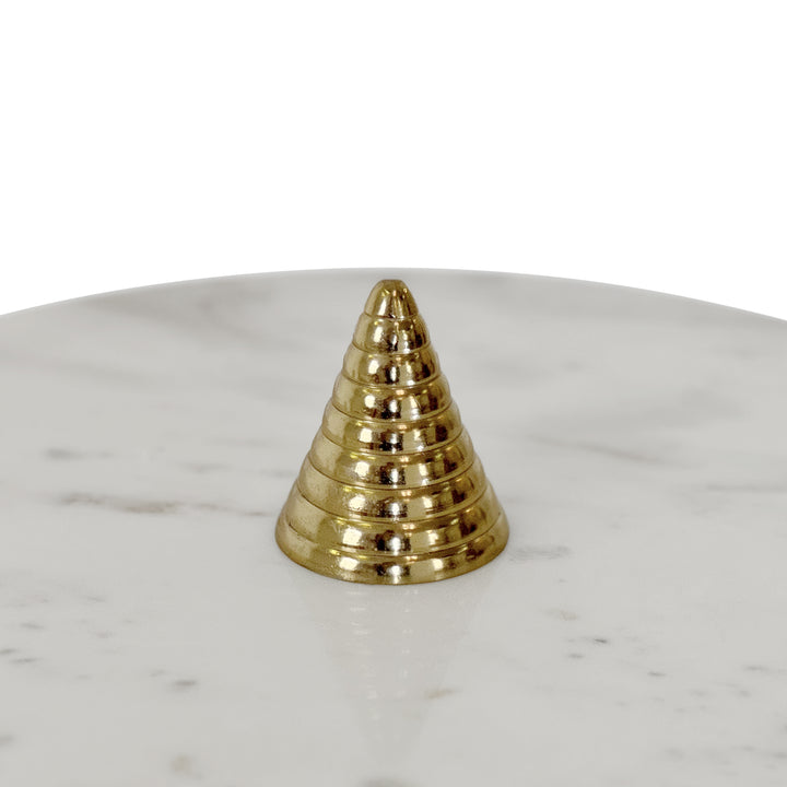 Round Side Table With Conical Coiled Brass Base And White Marble Top


 - PASHA