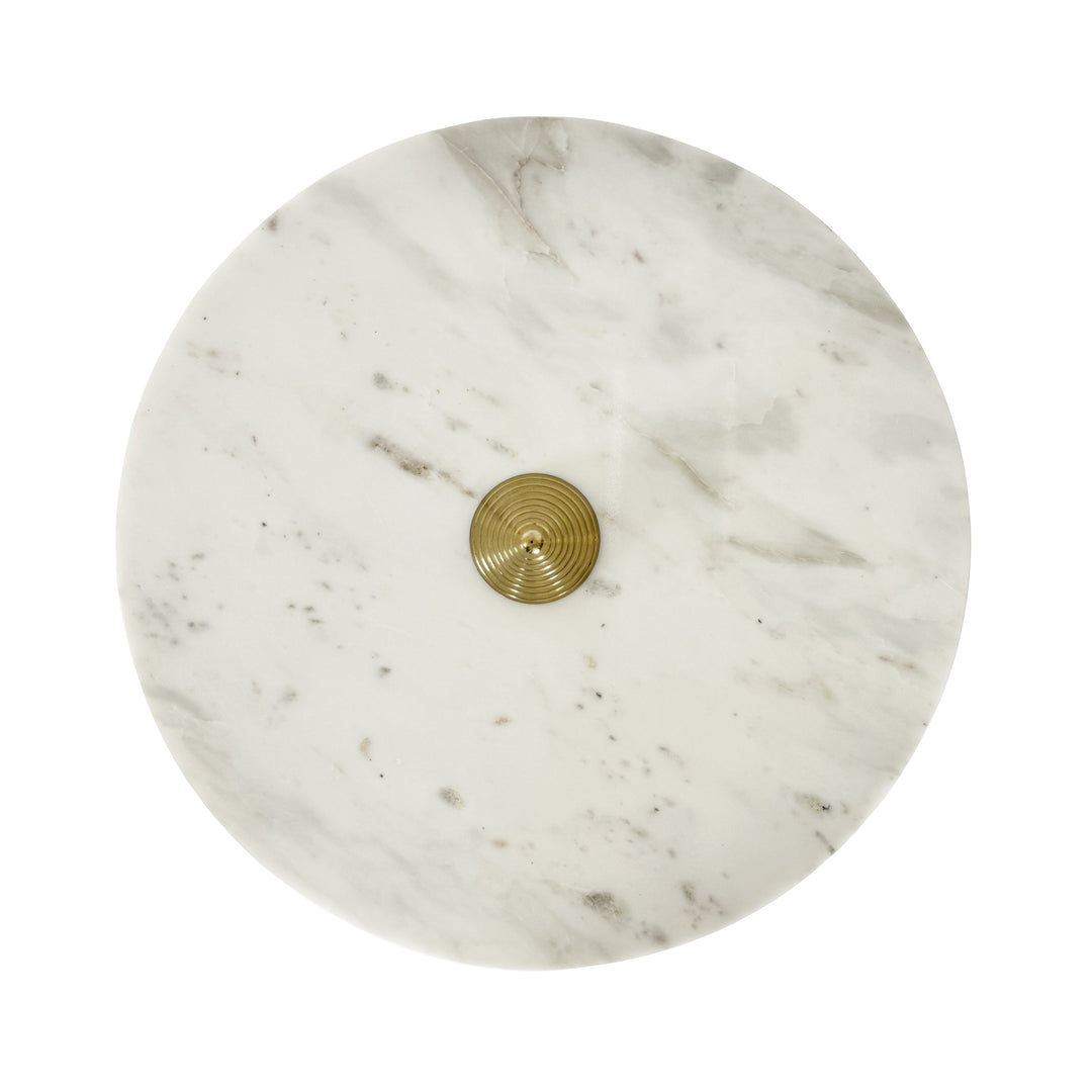 Round Side Table With Conical Coiled Brass Base And White Marble Top


 - PASHA