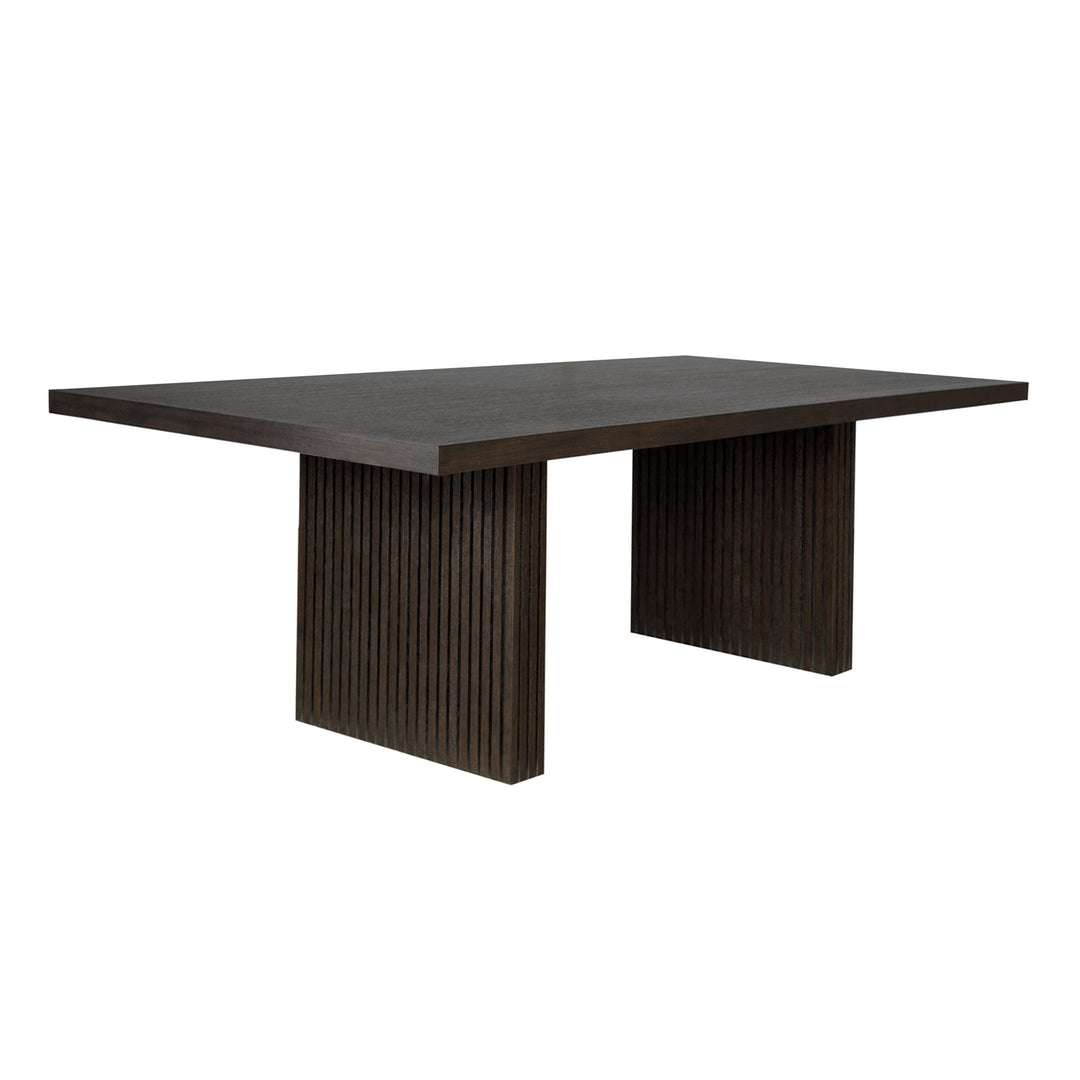 Plank Style Slatted Base Dining Table In Dark Espresso Oak - PATTERSON ES