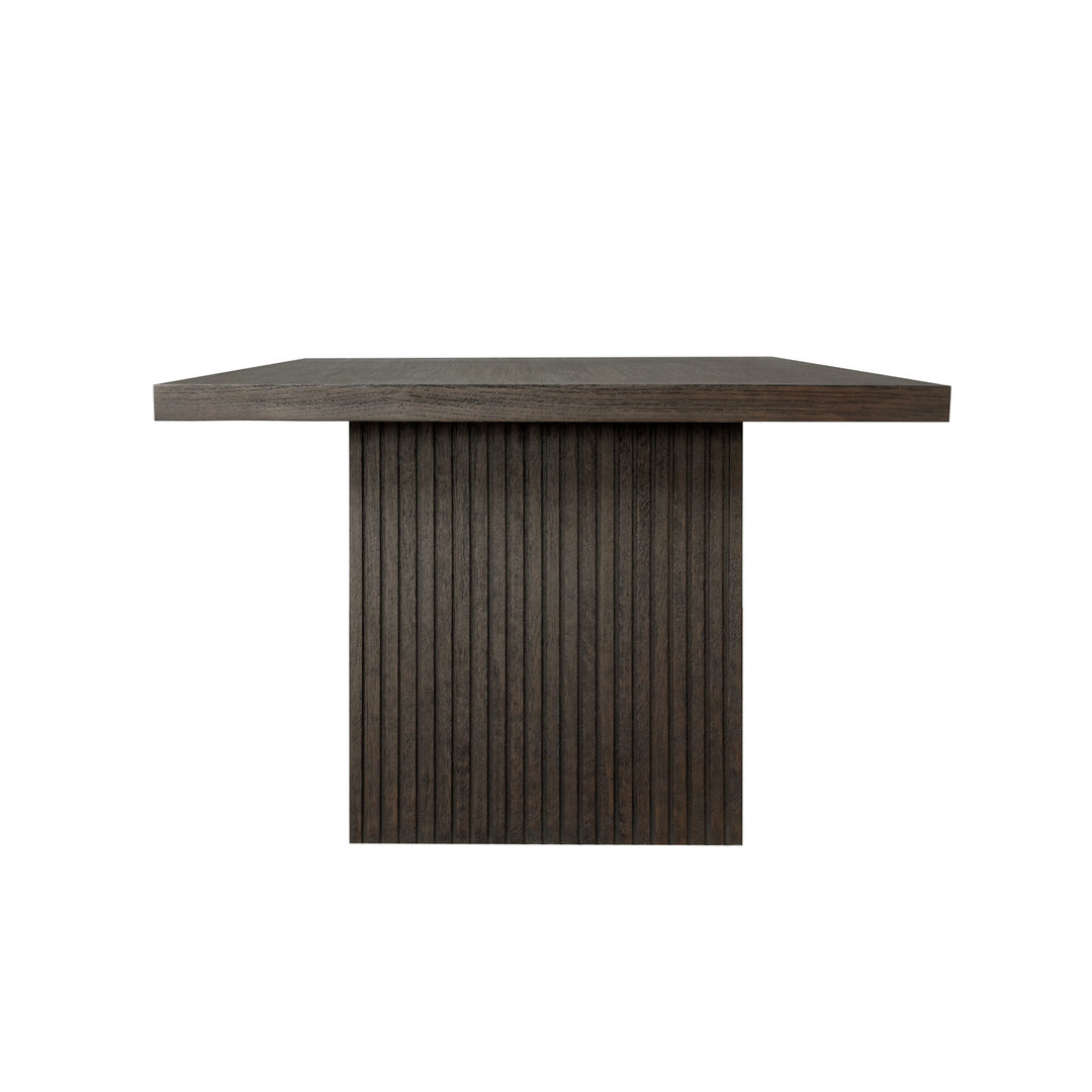 Plank Style Slatted Base Dining Table In Dark Espresso Oak - PATTERSON ES