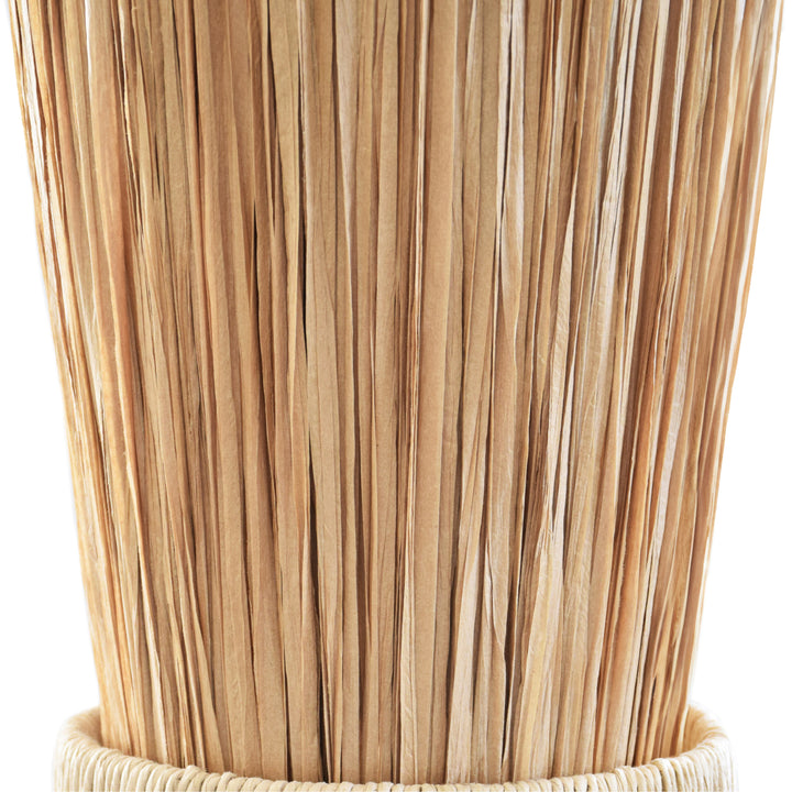 Elongated Hourglass Pendant Wrapped In Natural Rafia - PAX