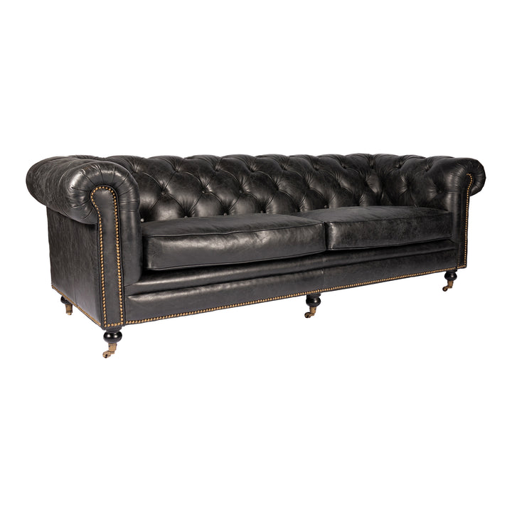 Moe's Home Collection - Birmingham Sofa Onyx Black Leather - PK-1007-02 | American Home Furniture