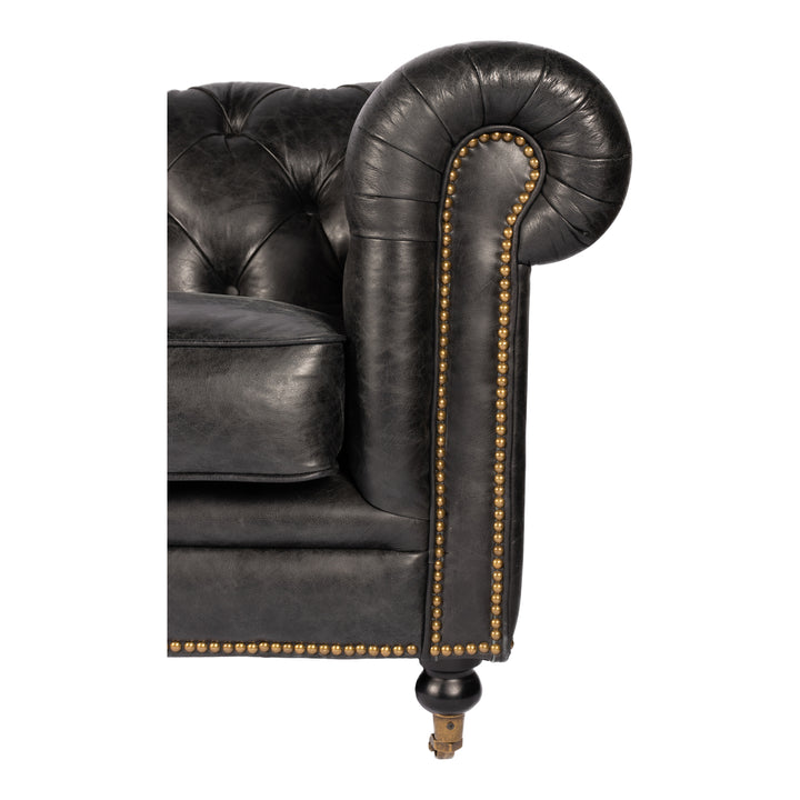 Moe's Home Collection - Birmingham Sofa Onyx Black Leather - PK-1007-02 | American Home Furniture