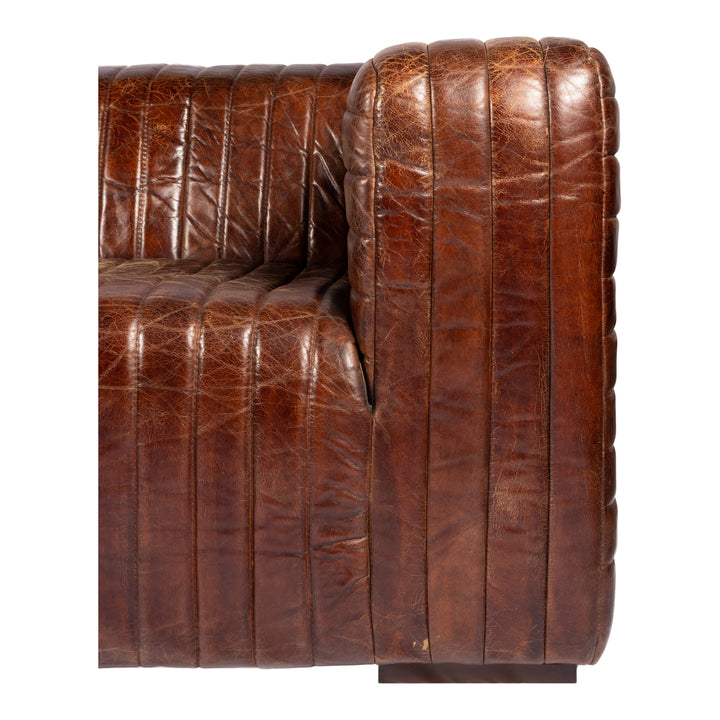 Moe's Home Collection - Castle Sofa Dark Brown Leather - PK-1009-20 | American Home Furniture
