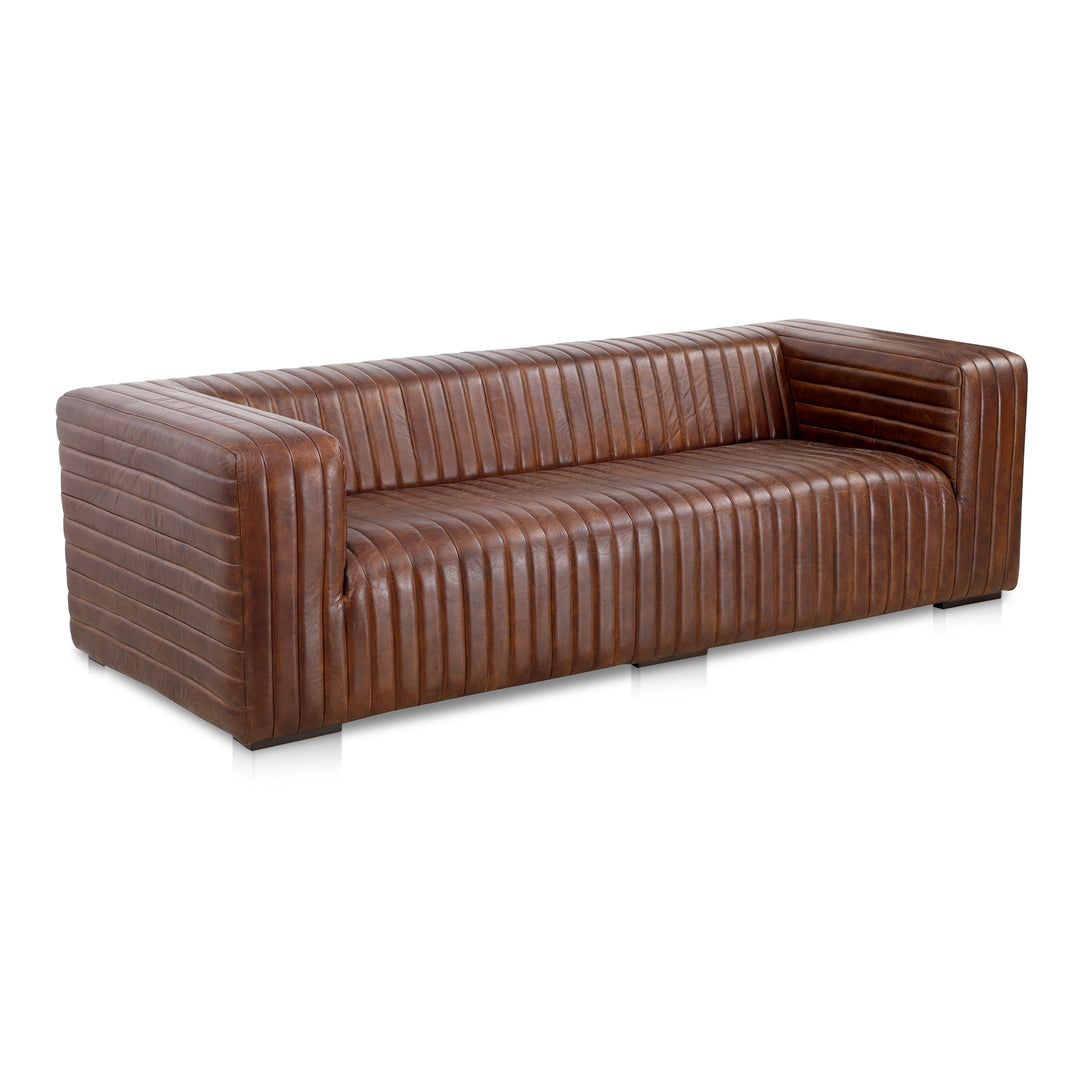 Moe's Home Collection - Castle Sofa Dark Brown Leather - PK-1009-20 | American Home Furniture