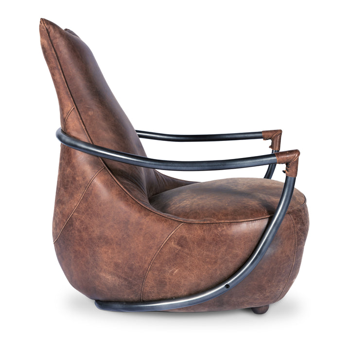 Moe's Home Collection - Carlisle Club Chair Grazed Brown Leather - PK-1026-03 | American Home Furniture