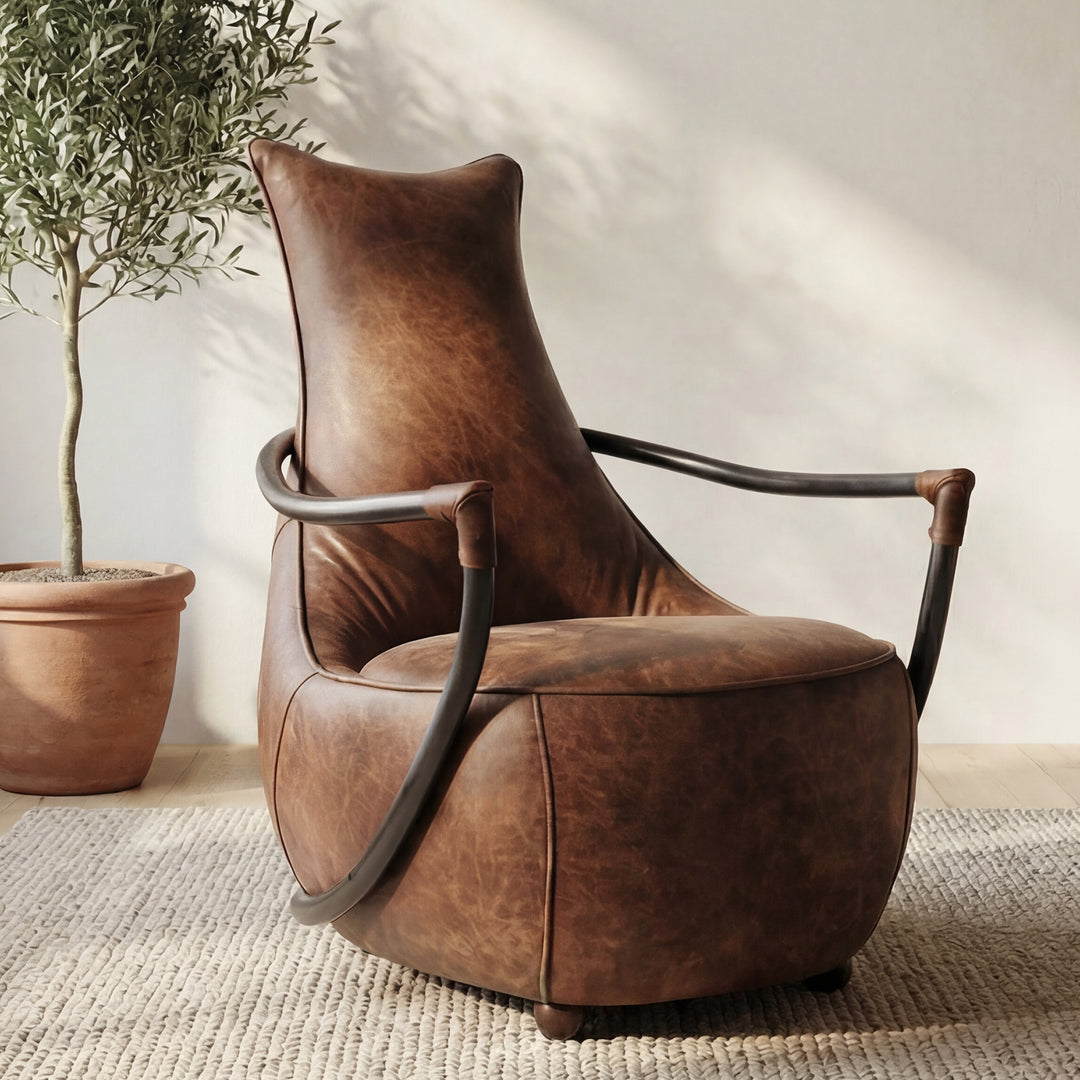 Moe's Home Collection - Carlisle Club Chair Grazed Brown Leather - PK-1026-03 | American Home Furniture