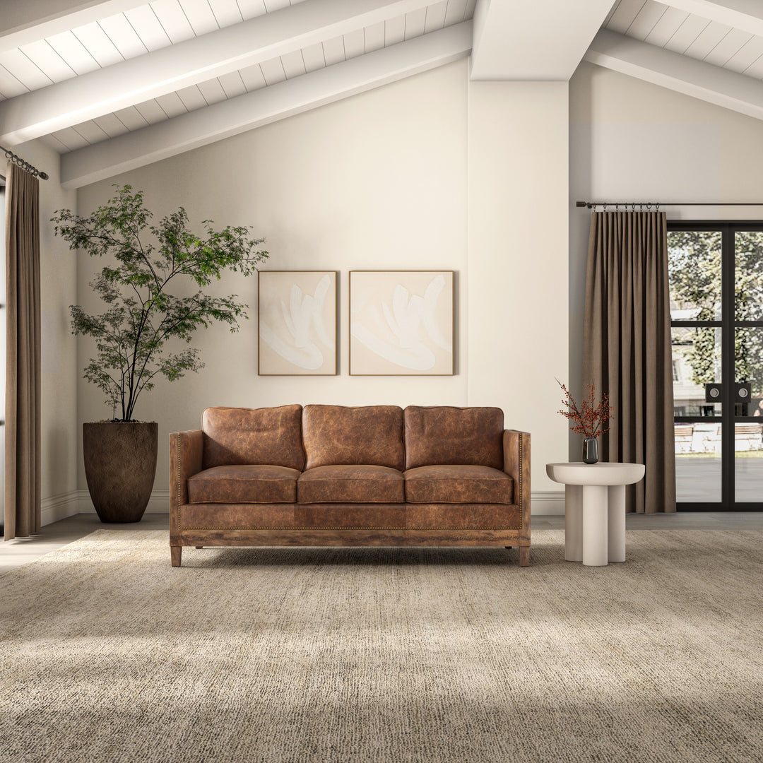 Moe's Home Collection - Darlington Sofa Grazed Brown Leather - PK-1031-03 | American Home Furniture
