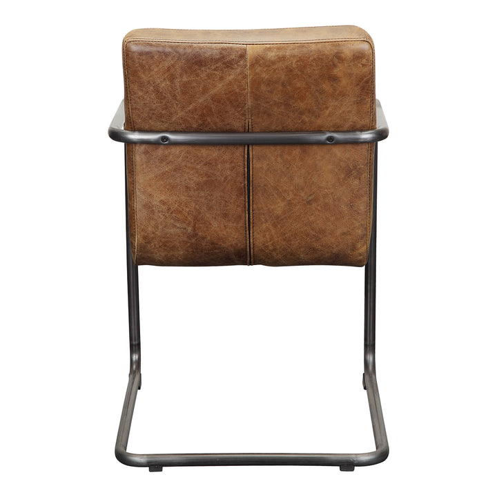 Moe's Home Collection - Ansel Arm Chair Grazed Brown Leather - Set of 2 - PK-1052-03 | American Home Furniture