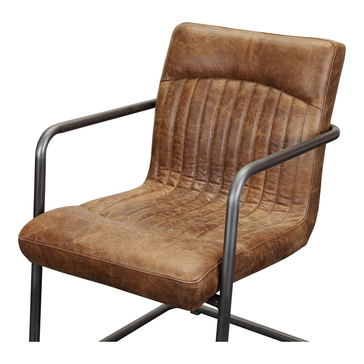 Moe's Home Collection - Ansel Arm Chair Grazed Brown Leather - Set of 2 - PK-1052-03 | American Home Furniture